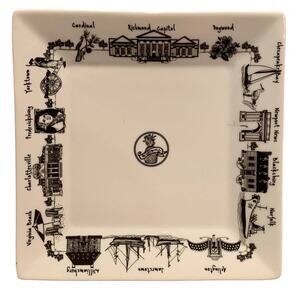 Vintage Dish Collection Nancy Jones State of Virginia Small Square Ceramic Plate